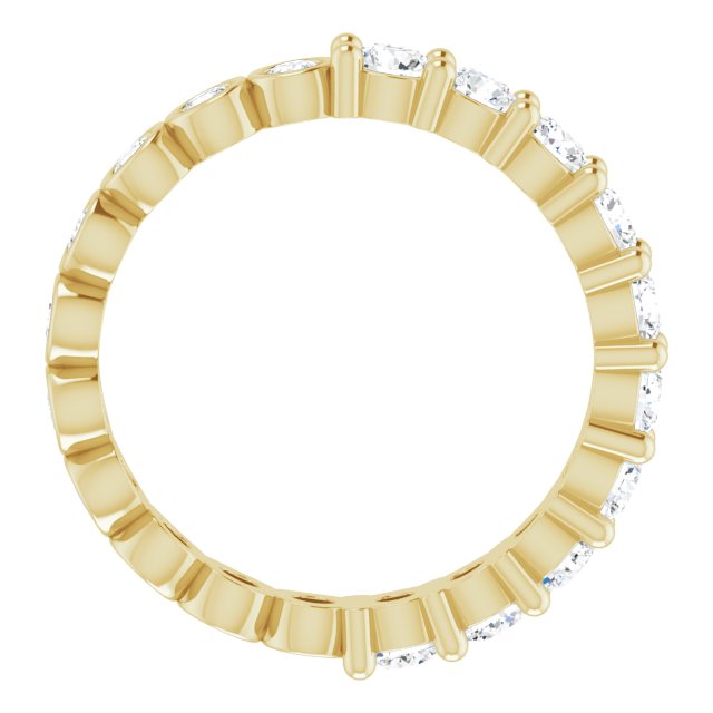 14K Gold Round Natural Diamond Reversible Eternity Band – 3 mm Stones - Yellow Gold - view 2