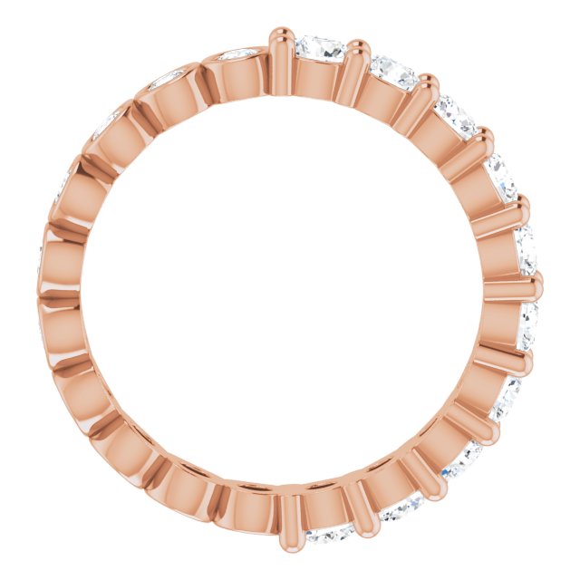 14K Gold Round Natural Diamond Reversible Eternity Band – 3 mm Stones - Rose Gold - view 2