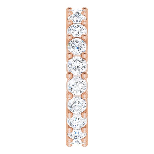 14K Gold Round Natural Diamond Reversible Eternity Band – 3 mm Stones - Rose Gold - view 4