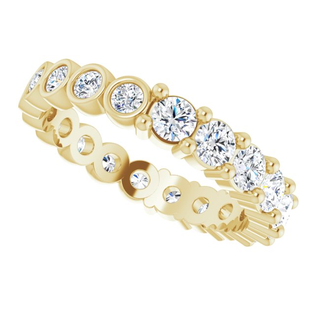 14K Gold Round Natural Diamond Reversible Eternity Band – 3 mm Stones - Yellow Gold - view 5