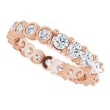 14K Gold Round Natural Diamond Reversible Eternity Band – 3 mm Stones - Rose Gold - view 5