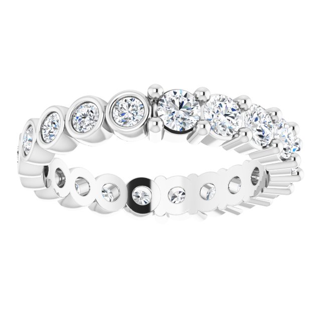 14K Gold Round Natural Diamond Reversible Eternity Band – 3 mm Stones - White Gold - view 3