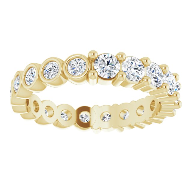 14K Gold Round Natural Diamond Reversible Eternity Band – 3 mm Stones - Yellow Gold - view 3