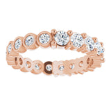 14K Gold Round Natural Diamond Reversible Eternity Band – 3 mm Stones - Rose Gold - view 3
