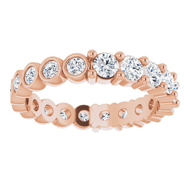 14K Gold Round Natural Diamond Reversible Eternity Band – 3 mm Stones - Rose Gold - view 3