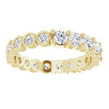 14K Gold Round Natural Diamond Reversible Eternity Band – 3 mm Stones - Yellow Gold - view 3