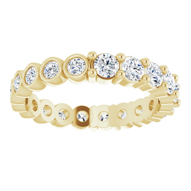 14K Gold Round Natural Diamond Reversible Eternity Band – 3 mm Stones - Yellow Gold - view 3