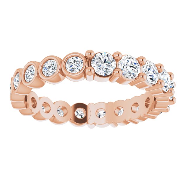 14K Gold Round Natural Diamond Reversible Eternity Band – 3 mm Stones - Rose Gold - view 3