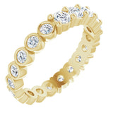 14K Gold Round Natural Diamond Reversible Eternity Band – 3 mm Stones - Yellow Gold