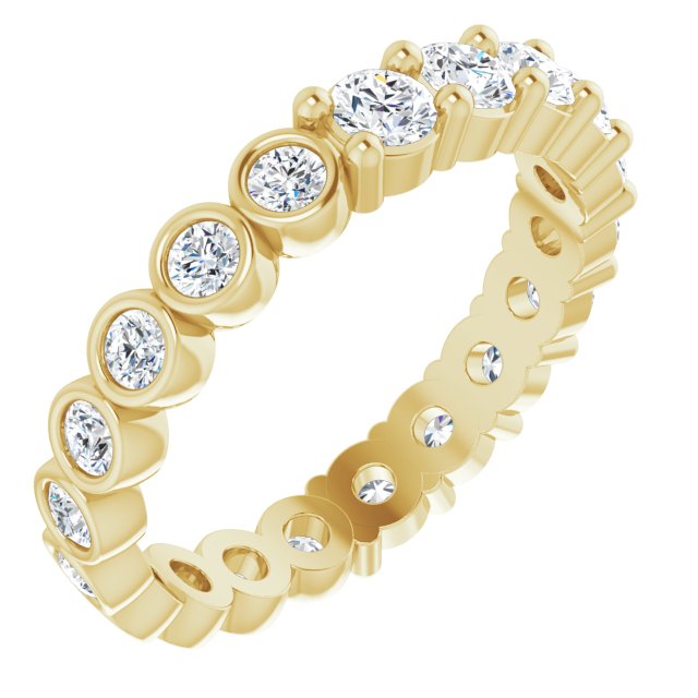 14K Gold Round Natural Diamond Reversible Eternity Band – 3 mm Stones - Yellow Gold