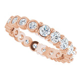 14K Gold Round Natural Diamond Reversible Eternity Band – 3 mm Stones - Rose Gold - view 5