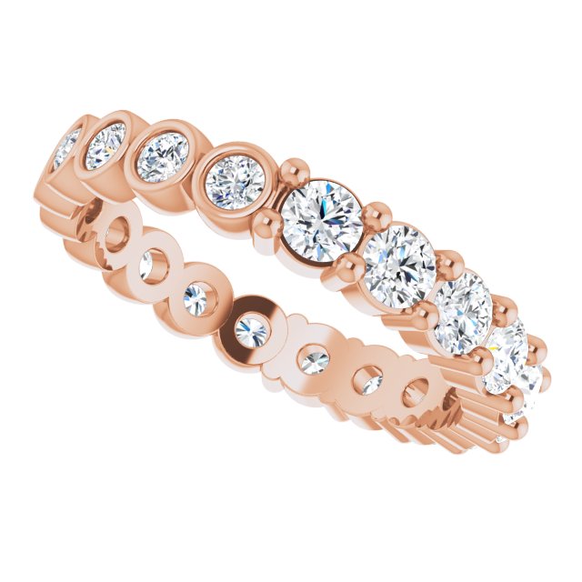 14K Gold Round Natural Diamond Reversible Eternity Band – 3 mm Stones - Rose Gold - view 5
