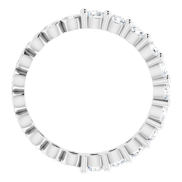 14K Gold Round Natural Diamond Reversible Eternity Band – 3 mm Stones - White Gold - view 2