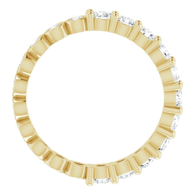 14K Gold Round Natural Diamond Reversible Eternity Band – 3 mm Stones - Yellow Gold - view 2