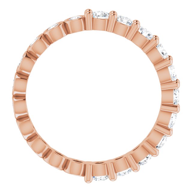 14K Gold Round Natural Diamond Reversible Eternity Band – 3 mm Stones - Rose Gold - view 2