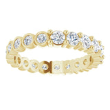 14K Gold Round Natural Diamond Reversible Eternity Band – 3 mm Stones - Yellow Gold - view 3