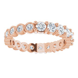 14K Gold Round Natural Diamond Reversible Eternity Band – 3 mm Stones - Rose Gold - view 3