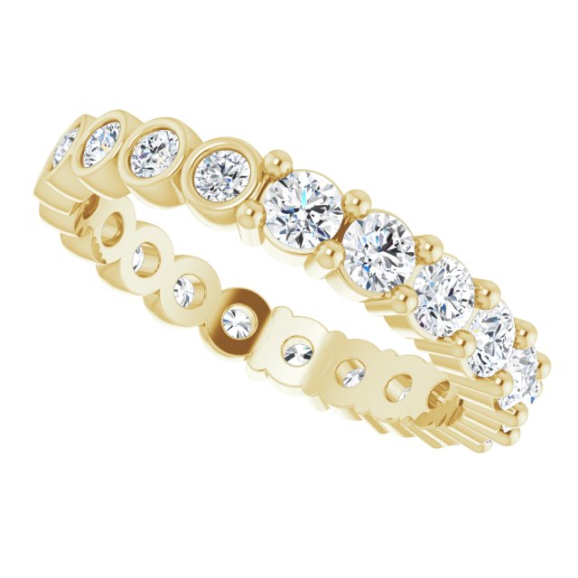 14K Gold Round Natural Diamond Reversible Eternity Band – 3 mm Stones - Yellow Gold - view 5