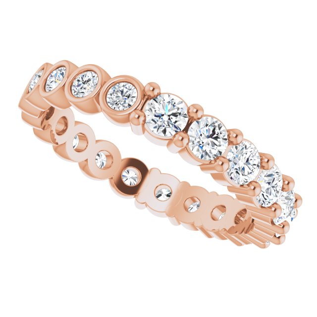 14K Gold Round Natural Diamond Reversible Eternity Band – 3 mm Stones - Rose Gold - view 5