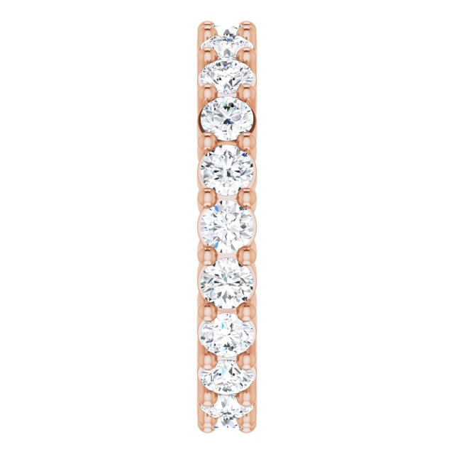 14K Gold Round Natural Diamond Reversible Eternity Band – 3 mm Stones - Rose Gold - view 4