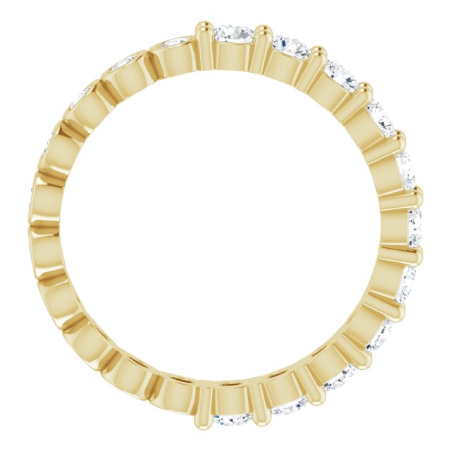 14K Gold Round Natural Diamond Reversible Eternity Band – 3 mm Stones - Yellow Gold - view 2