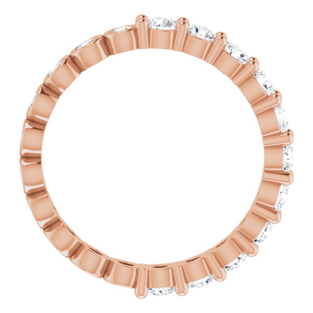 14K Gold Round Natural Diamond Reversible Eternity Band – 3 mm Stones - Rose Gold - view 2