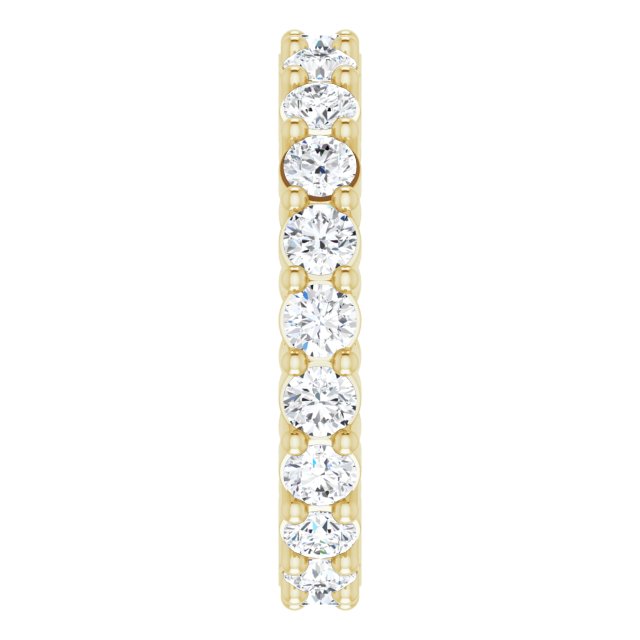 14K Gold Round Natural Diamond Reversible Eternity Band – 3 mm Stones - Yellow Gold - view 4