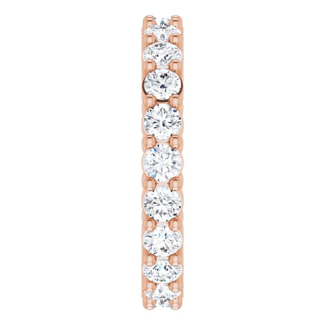 14K Gold Round Natural Diamond Reversible Eternity Band – 3 mm Stones - Rose Gold - view 4