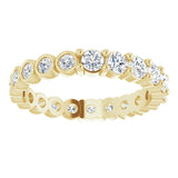 14K Gold Round Natural Diamond Reversible Eternity Band – 3 mm Stones - Yellow Gold - view 3