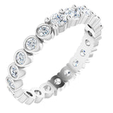 14K Gold Round Natural Diamond Reversible Eternity Band – 3 mm Stones - White Gold