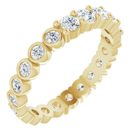 14K Gold Round Natural Diamond Reversible Eternity Band – 3 mm Stones - Yellow Gold