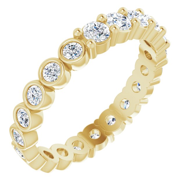 14K Gold Round Natural Diamond Reversible Eternity Band – 3 mm Stones - Yellow Gold