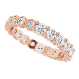 14K Gold Round Natural Diamond Reversible Eternity Band – 3 mm Stones - Rose Gold - view 5