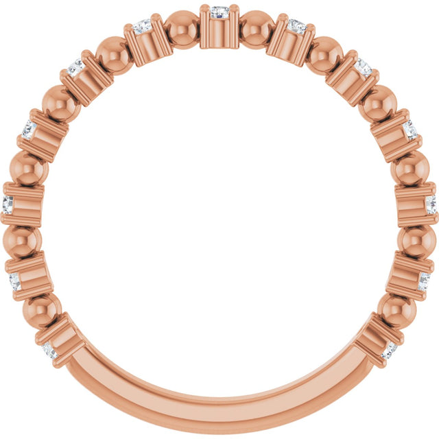 14K Gold Round Natural Diamond Beaded Anniversary Band – 1/6–3/4 CTW - Rose Gold - view 2