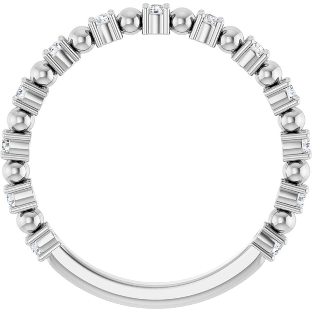 Platinum Round Natural Diamond Beaded Anniversary Band – 1/6–3/4 CTW - view 2