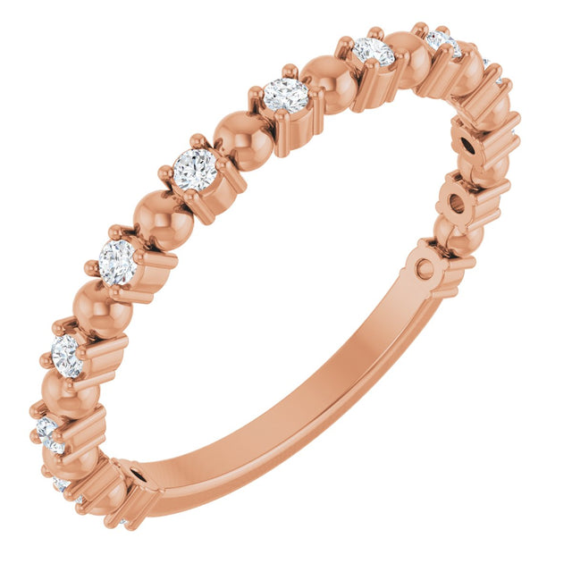 14K Gold Round Natural Diamond Beaded Anniversary Band – 1/6–3/4 CTW - Rose Gold