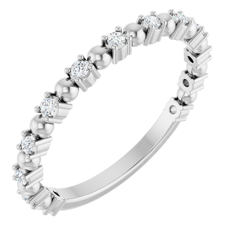 Platinum Round Natural Diamond Beaded Anniversary Band – 1/6–3/4 CTW