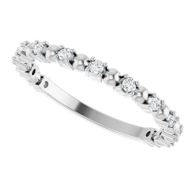 Platinum Round Natural Diamond Beaded Anniversary Band – 1/6–3/4 CTW - view 5