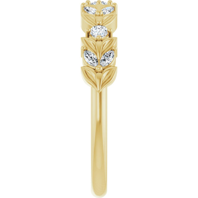 14K Gold Marquise Lab-Grown Diamond Anniversary Band – 1/4 CTW - Yellow Gold - view 4