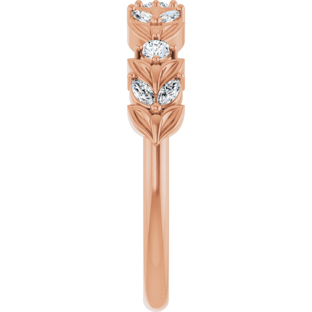 14K Gold Marquise Natural Diamond Anniversary Band – 1/4 CTW - Rose Gold - view 4