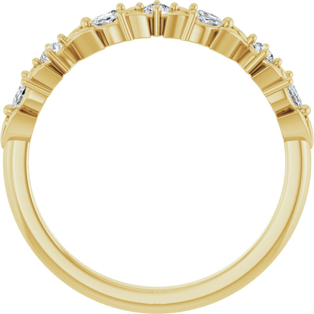 14K Gold Marquise Natural Diamond Anniversary Band – 1/4 CTW - Yellow Gold - view 2