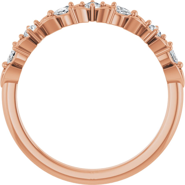 14K Gold Marquise Natural Diamond Anniversary Band – 1/4 CTW - Rose Gold - view 2