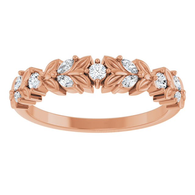 14K Gold Marquise Natural Diamond Anniversary Band – 1/4 CTW - Rose Gold - view 3