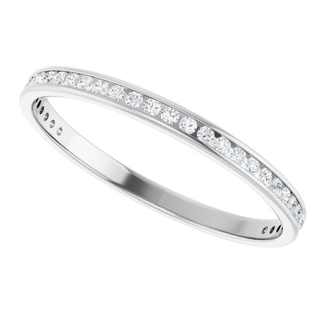 14K Gold Round Lab-Grown Diamond Channel-Set Anniversary Band – 1.5 mm Stones (1/2 CTW) - White Gold - view 5