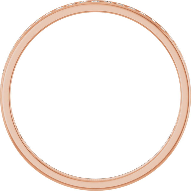 14K Gold Round Lab-Grown Diamond Channel-Set Anniversary Band – 1.7 mm Stones - Rose Gold - view 2