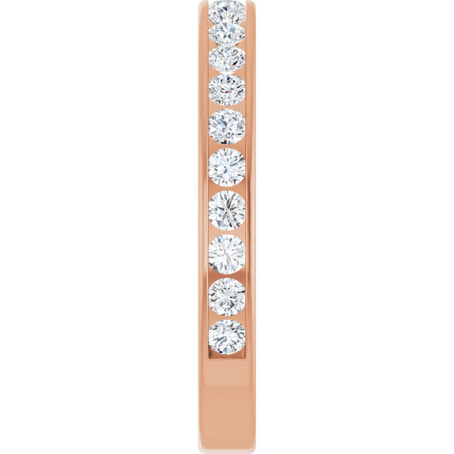 10K Gold Round Natural Diamond Channel-Set Anniversary Band – 5/8 CTW - Rose Gold - view 4