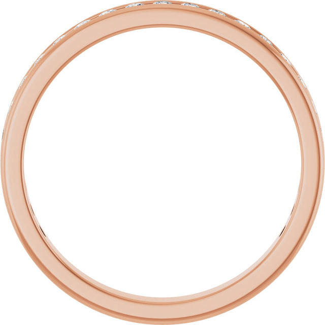 14K Gold Round Natural Diamond Channel-Set Anniversary Band – 1.7 mm Stones - Rose Gold - view 2