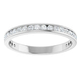 14K Gold Round Natural Diamond Channel-Set Anniversary Band – 1.5 mm Stones - White Gold - view 3
