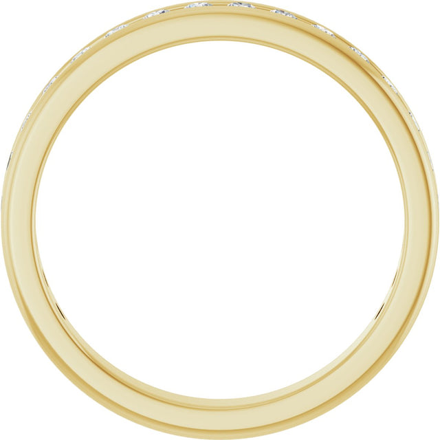 14K Gold Round Natural Diamond Channel-Set Anniversary Band – 1.5 mm Stones - Yellow Gold - view 2