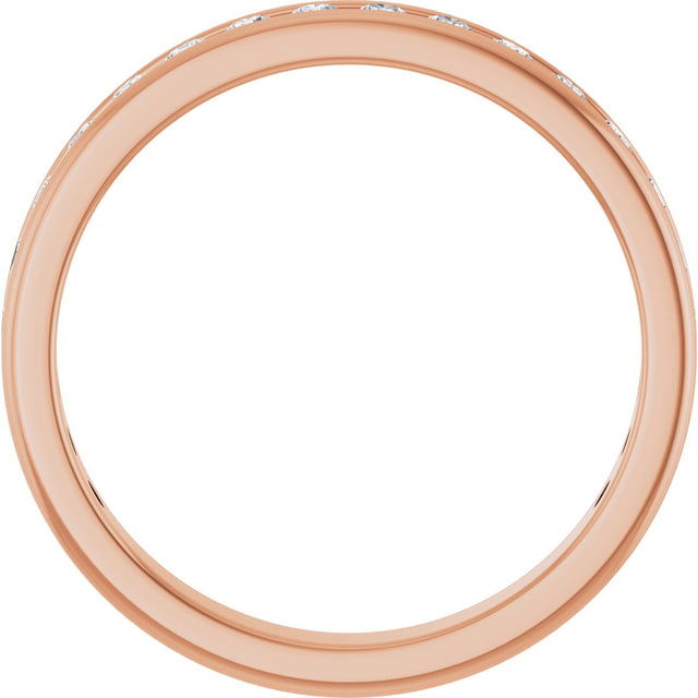 14K Gold Round Natural Diamond Channel-Set Anniversary Band – 1.5 mm Stones - Rose Gold - view 2